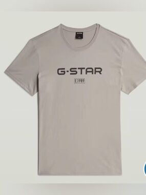 G-Star Short Sleeve Logo Tee in Light Beige